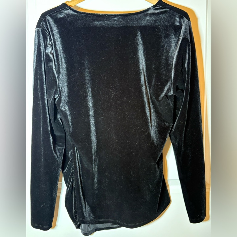 Sundance Black Velvet Long-Sleeve Wrap Top Large - Picture 3 of 9